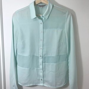 Mint ice blue collared shirt / blouse